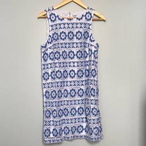 Blue and white lace floral box dress